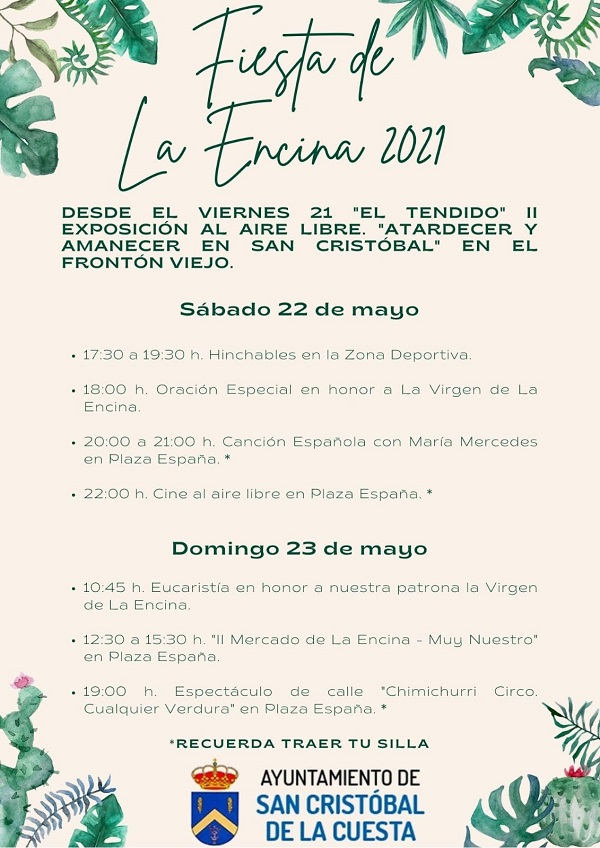 Fiestas patronales en honor de la Virgen de la Encina 2021 San Cristóbal de la Cuesta